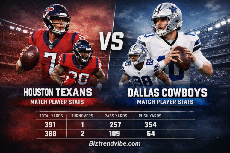 Houston Texans vs Dallas Cowboys Match Player Stats